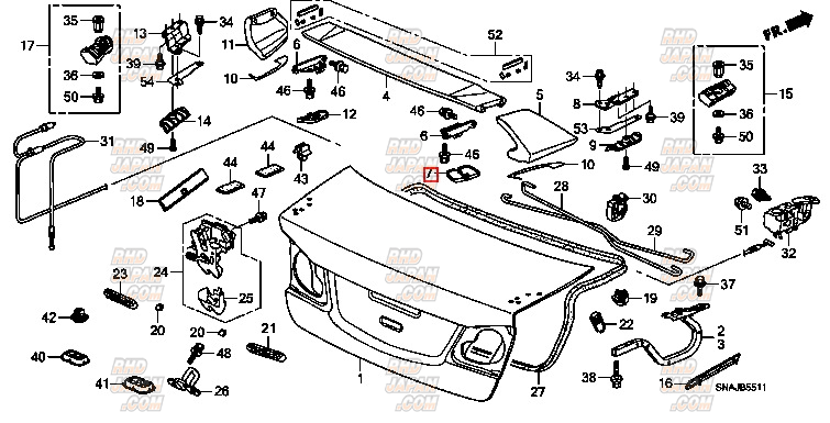 Honda OEM Trunk Spoiler Upper Lid Left - Civic FD2